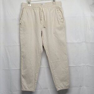 Zara Pants Linen Blend Womens Large Pull On Drawstring Elastic Waist Pockets